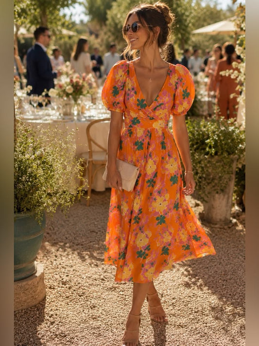 Margot Floral Open Back Midi Dress