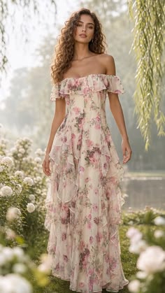 Isadora Chiffon Ruffle Maxi Dress