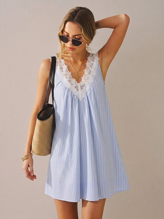 Margot Striped Lace Mini Dress