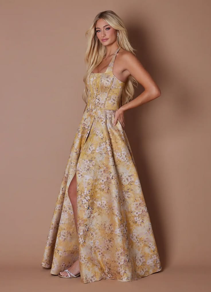 Margot Gold Cady Maxi Dress