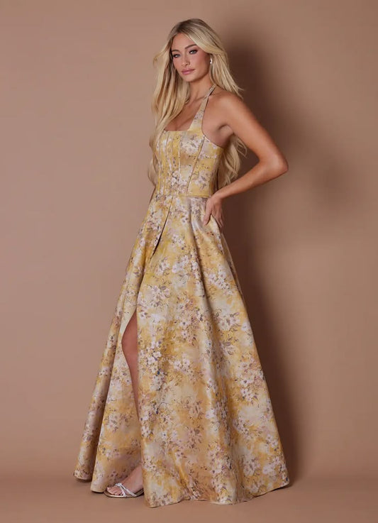 Margot Gold Cady Maxi Dress