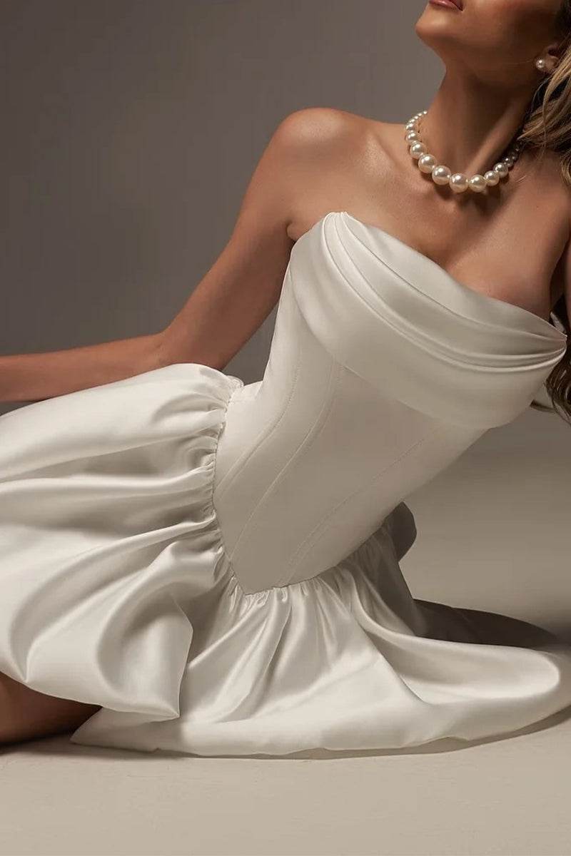 Line Mini Satin Little White Dress 968237845434 Arabella Lace Tea Length Dress