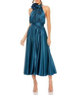 Margot Pleated Charmeuse Midi Dress