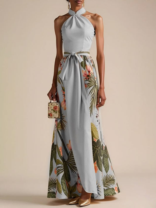Arabella Satin Halter Maxi Dress