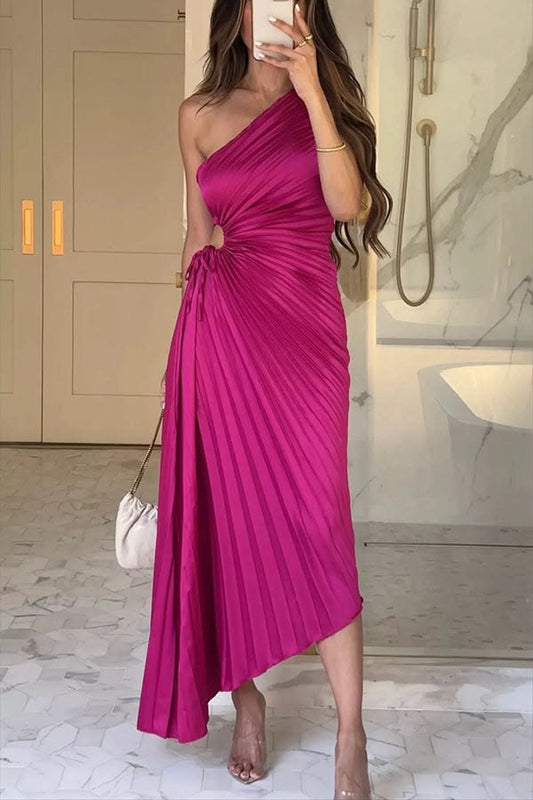 Aurelia Satin One-Shoulder Maxi Dress