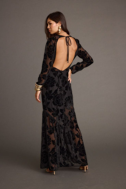 Angela Velvet Burnout Maxi Dress