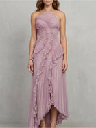 Violet One-Shoulder Pleated Maxi Dress