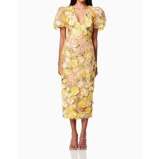 Indie Yellow Midi Dress