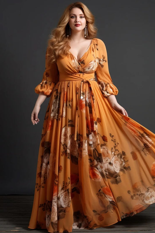 Plus Size Wrap Maxi Wedding Guest Dress