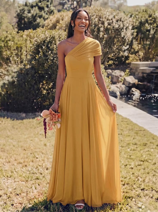 Margot Gold Chiffon A-Line Dress