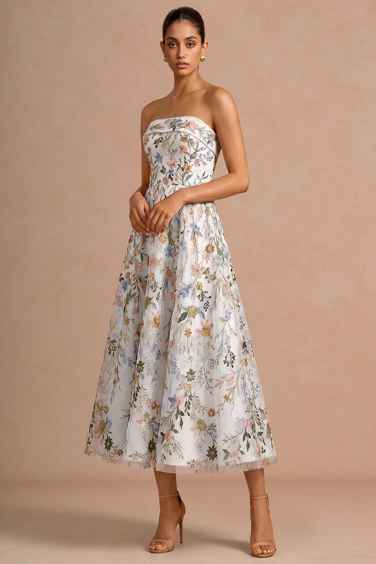 Evangeline White Midi Dress