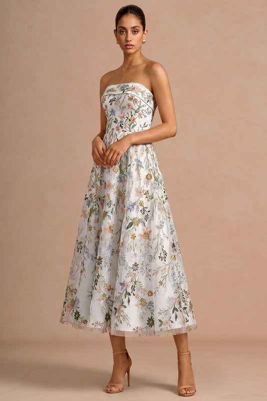 Evangeline White Midi Dress