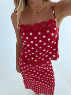 Lenny Polka Dot Lace-trim Maxi Skirt - Red Natural - Large