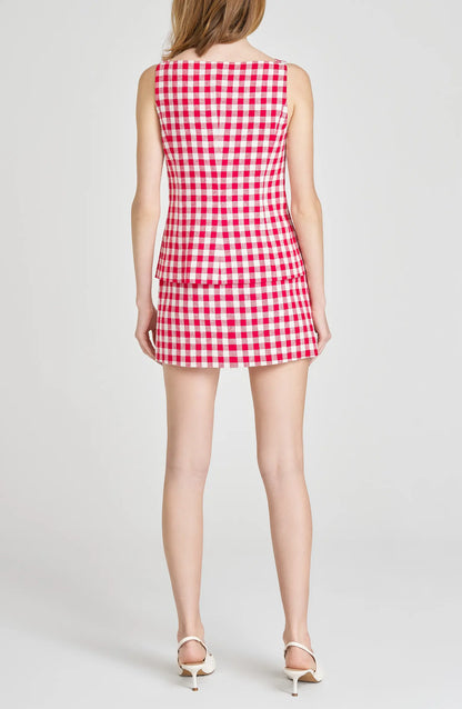 Gingham Button Peplum Set