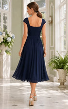 Eleanor Chiffon Tea-Length Dress