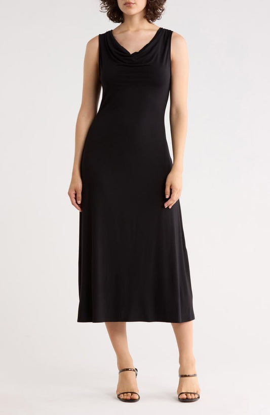 WEST K Sleeveless Cowl Neck Midi Dress in Black at Nordstrom Rack, Size Small