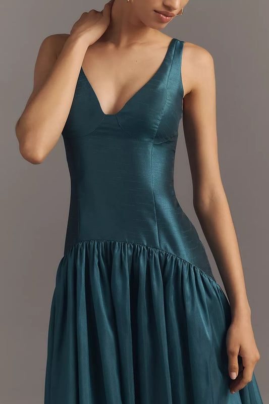 Hutch Gabriella V-Neck Drop-Waist Maxi Dress