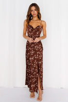 Marlowe Whiplash Midi Dress in Chocolate