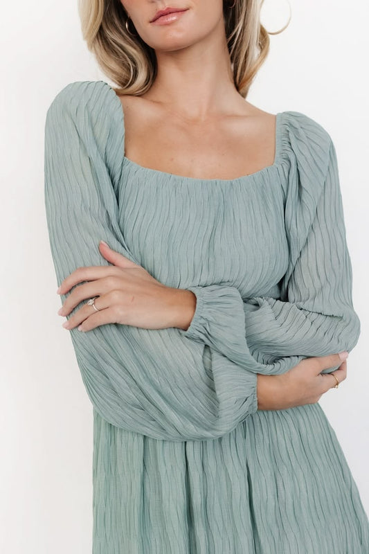 Dalton Pleated Midi Dress | Light Sage - S