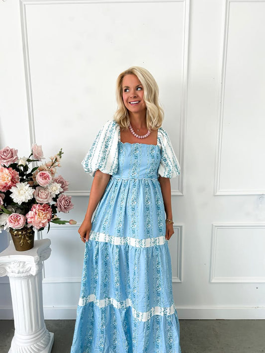 The Fields Of Blue Floral Maxi Dress - Medium