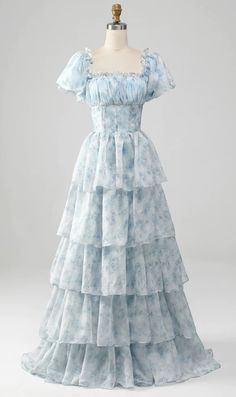 Tiered puff sleeve maxi dress