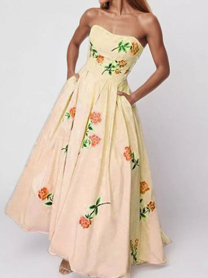 Mint Blue Arabella Floral Maxi Dress