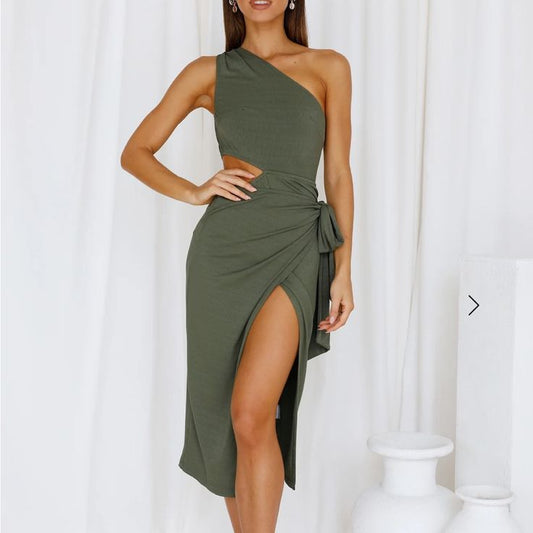 Hello Molly Dresses | Olive Green Midi Dress | Color: Green | Size: M