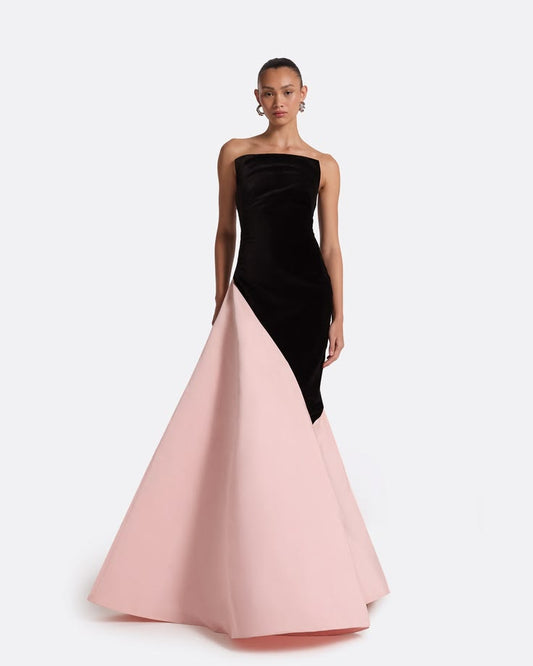 Pia Colorblock Silk Maxi Dress