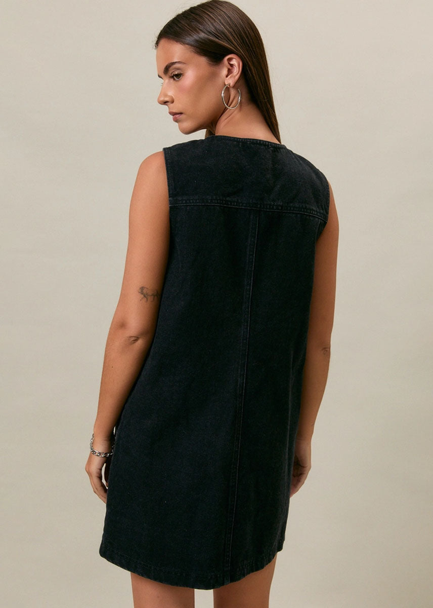 Washed Black Remi Denim Mini Dress