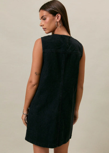 Washed Black Remi Denim Mini Dress