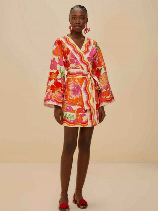 Margot Butterfly Chiffon Dress in Red