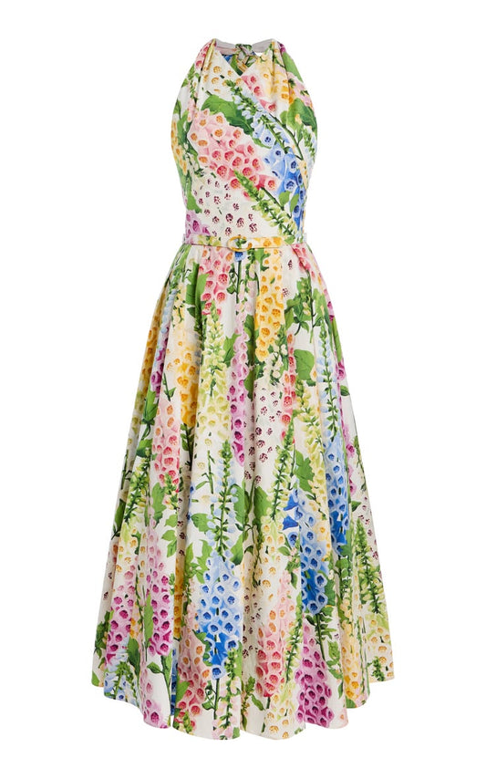 Margot Foxglove Cotton-Poplin Halter Midi Dress