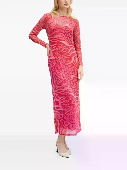 Never Fully Dressed Abstract-print Mesh Dress - Pink