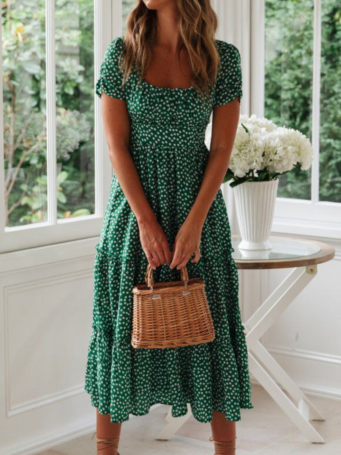 Black Hazel Printed Midi Dress