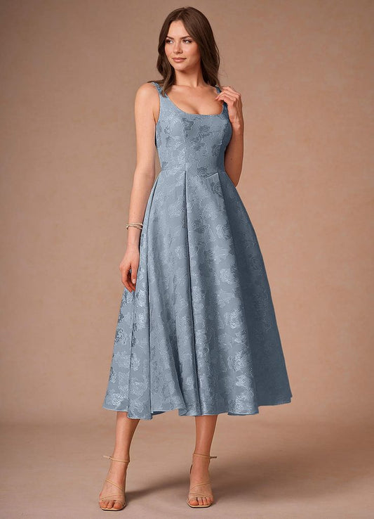 Briac Dusty Blue A-Line Midi Dress