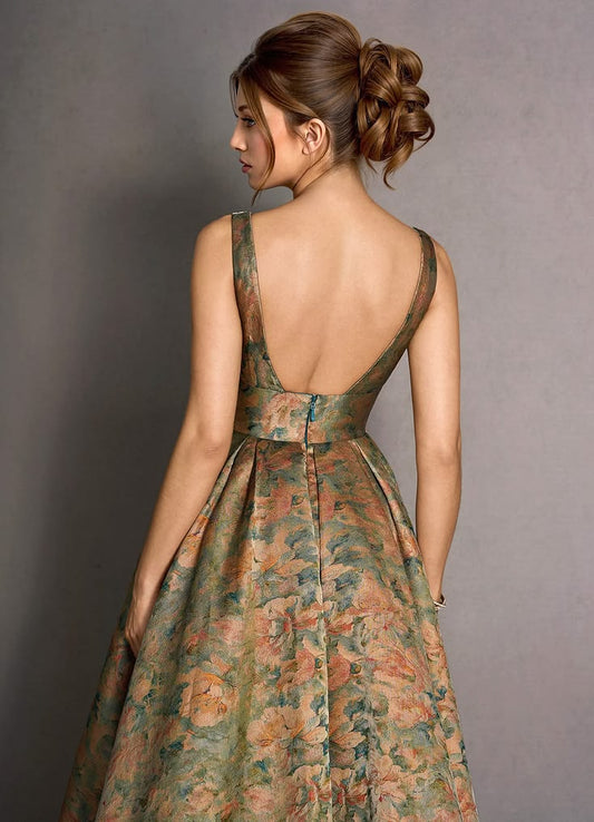 Katel Vintage Teal Midi Dress