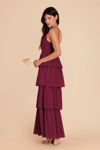 Berry Lola Chiffon Midi Dress in Wild Rose