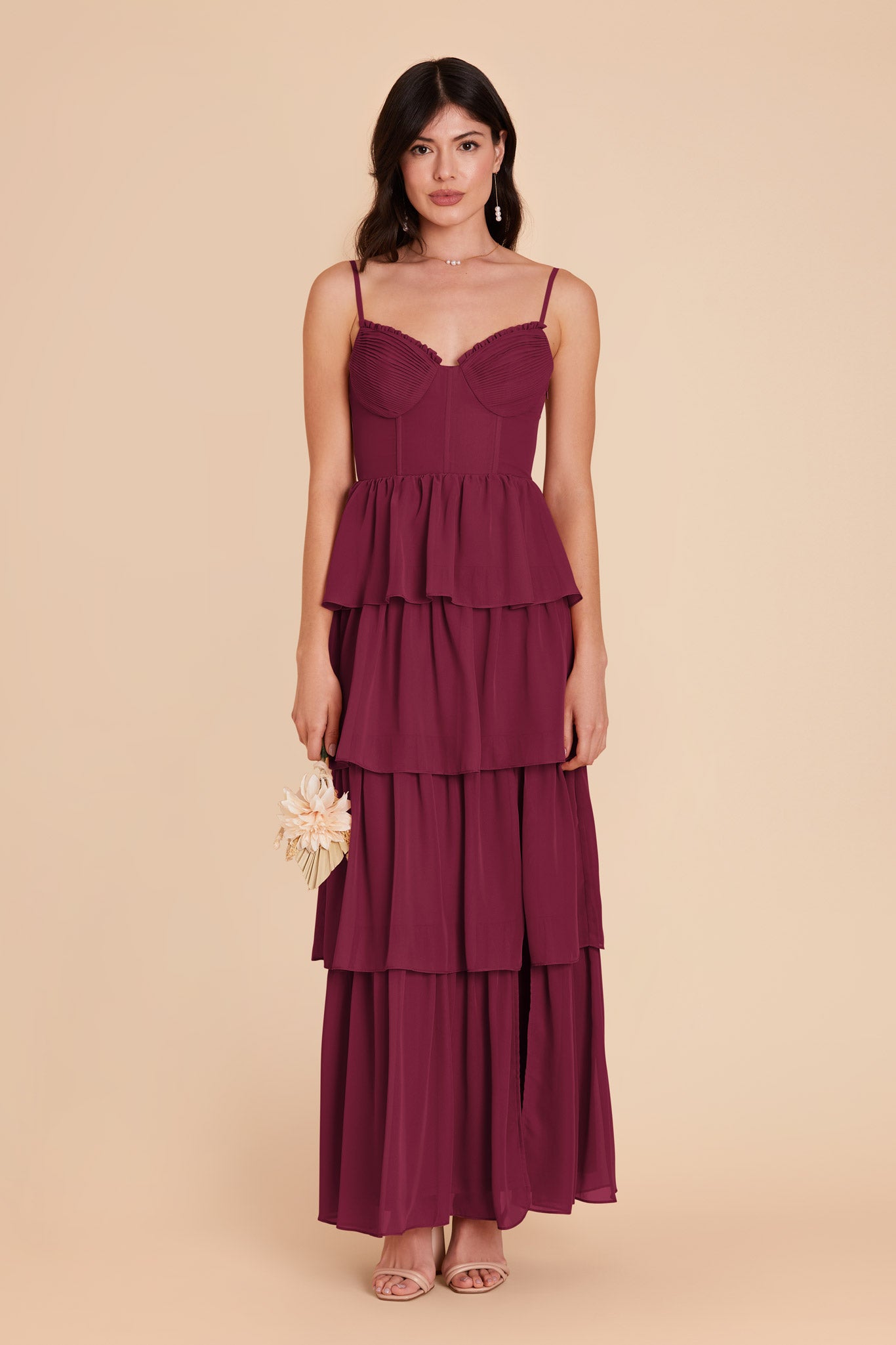Berry Lola Chiffon Midi Dress in Wild Rose