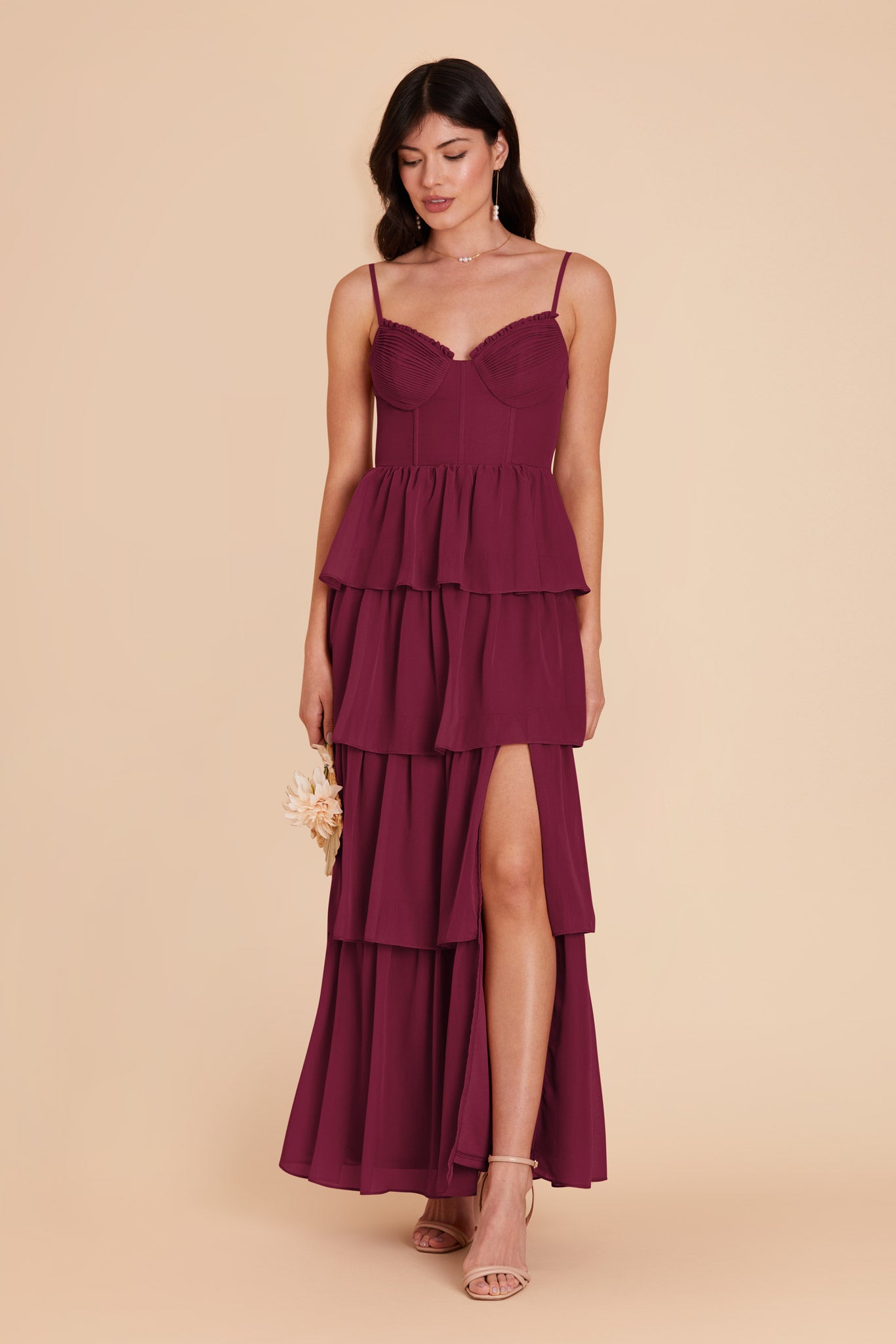 Berry Lola Chiffon Midi Dress in Wild Rose
