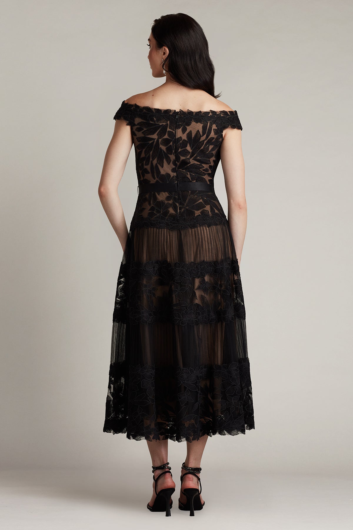 Length Dress Adriane Floral Embroidered Tea-Length Dress