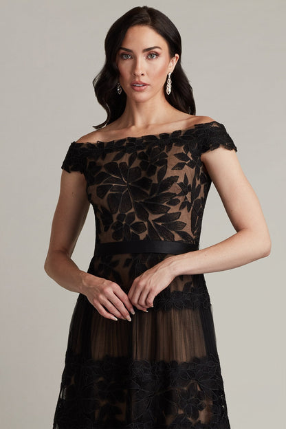 Length Dress Adriane Floral Embroidered Tea-Length Dress
