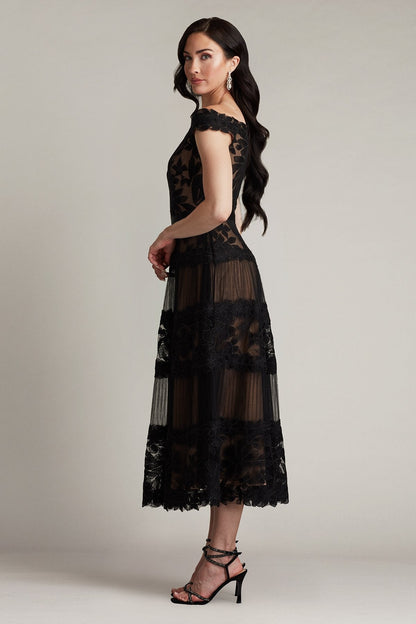 Length Dress Adriane Floral Embroidered Tea-Length Dress