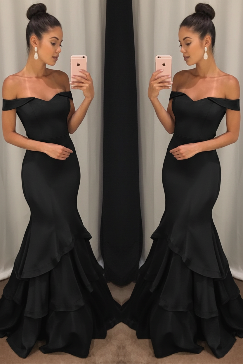 Shoulder Mermaid Prom Dresses Tiered Simple Evening Gowns Arabella Off-the-Shoulder Mermaid Gown