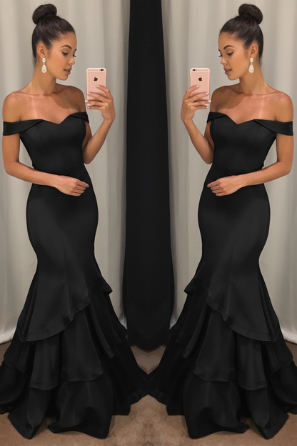 Shoulder Mermaid Prom Dresses Tiered Simple Evening Gowns Arabella Off-the-Shoulder Mermaid Gown