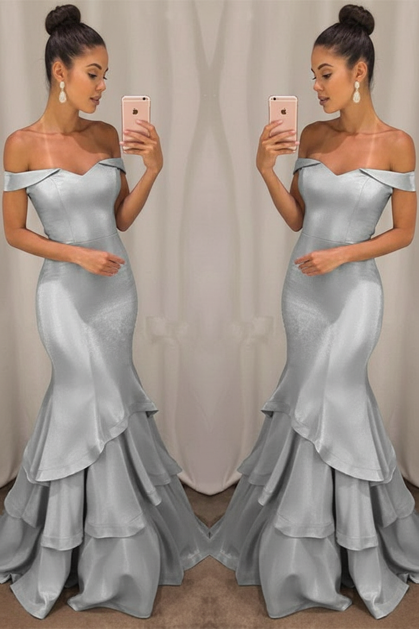 Shoulder Mermaid Prom Dresses Tiered Simple Evening Gowns Arabella Off-the-Shoulder Mermaid Gown