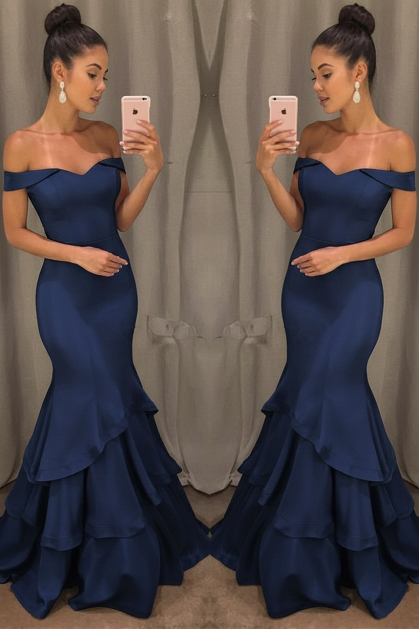Shoulder Mermaid Prom Dresses Tiered Simple Evening Gowns Arabella Off-the-Shoulder Mermaid Gown