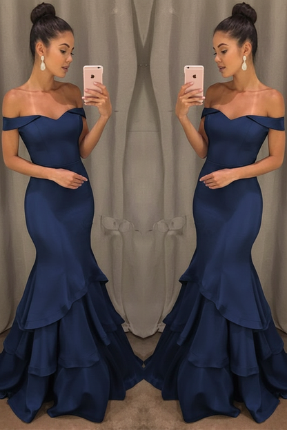 Shoulder Mermaid Prom Dresses Tiered Simple Evening Gowns Arabella Off-the-Shoulder Mermaid Gown