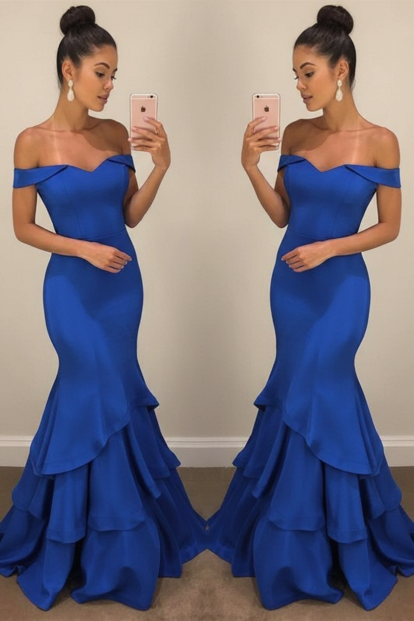 Shoulder Mermaid Prom Dresses Tiered Simple Evening Gowns Arabella Off-the-Shoulder Mermaid Gown