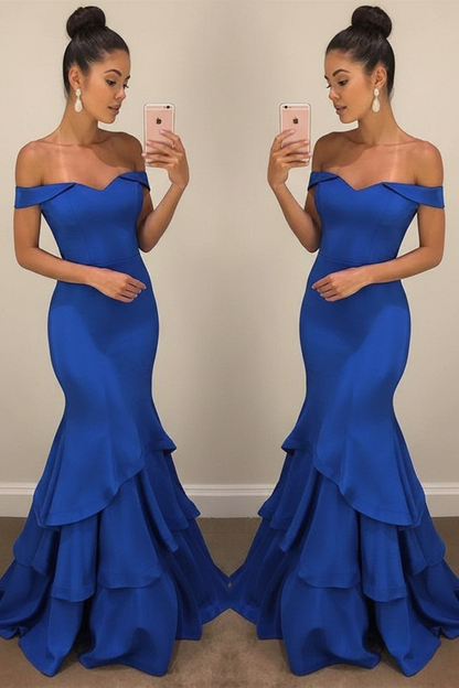Shoulder Mermaid Prom Dresses Tiered Simple Evening Gowns Arabella Off-the-Shoulder Mermaid Gown