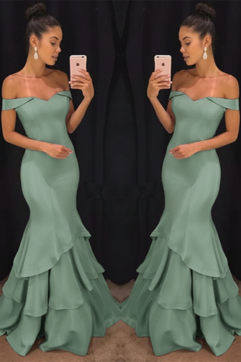 Shoulder Mermaid Prom Dresses Tiered Simple Evening Gowns Arabella Off-the-Shoulder Mermaid Gown